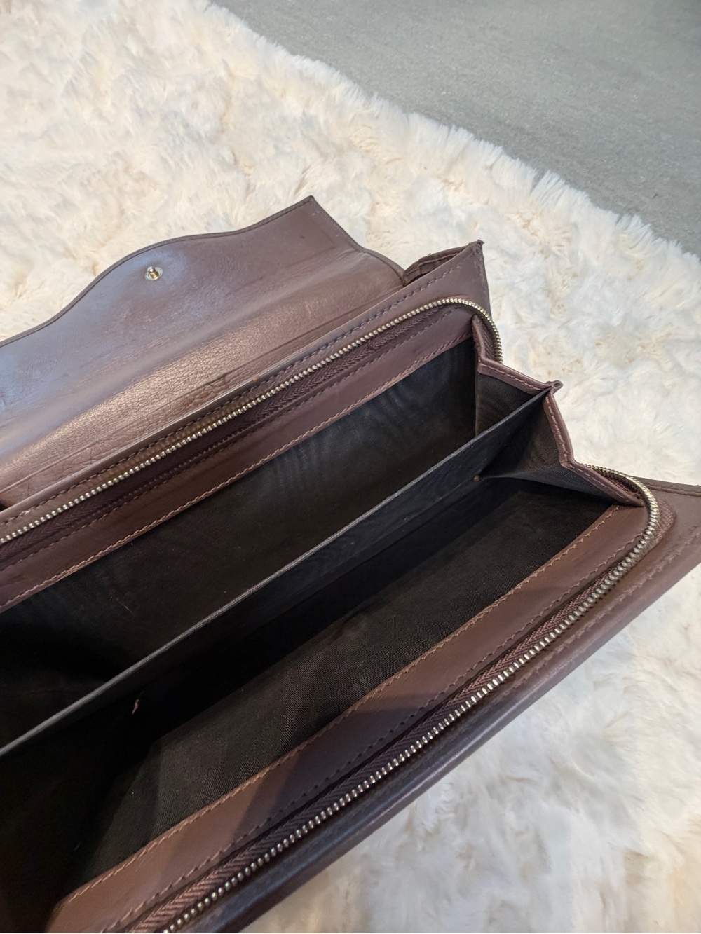 Vintage Gucci Guccissima Taupe Leather Continental Wallet GG Logo Italy - Picture 11 of 16